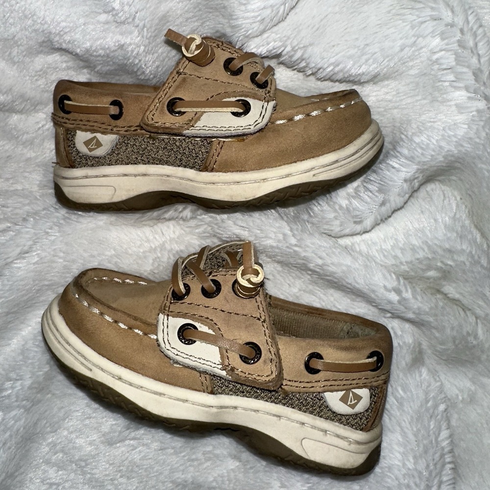 SPERRY TOP SIDER Kids Bluefish Boat Shoes Youth Tan 5.5 Toddler Prep Coastal
